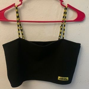 Black neon waves crop top